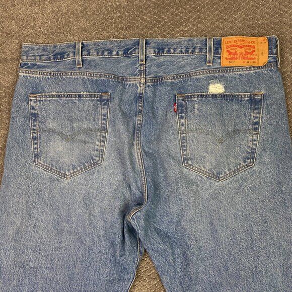 Levi's 501 Jeans Men's 44 x 30 Blue Ripped Cut Distressed Cotton 501 3032 - Picture 5 of 14